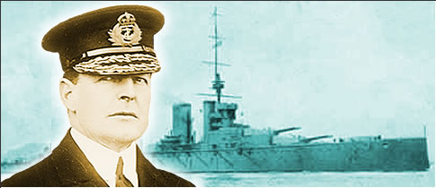 Photograph of Admiral Sir David Beatty and his flagship, the battlecruiser HMS Lion.