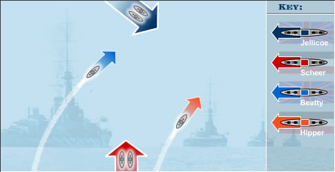 The German High Seas Fleet enters the trap set by Admiral Sir David Beatty and is about to be engaged by the British Grand Fleet.